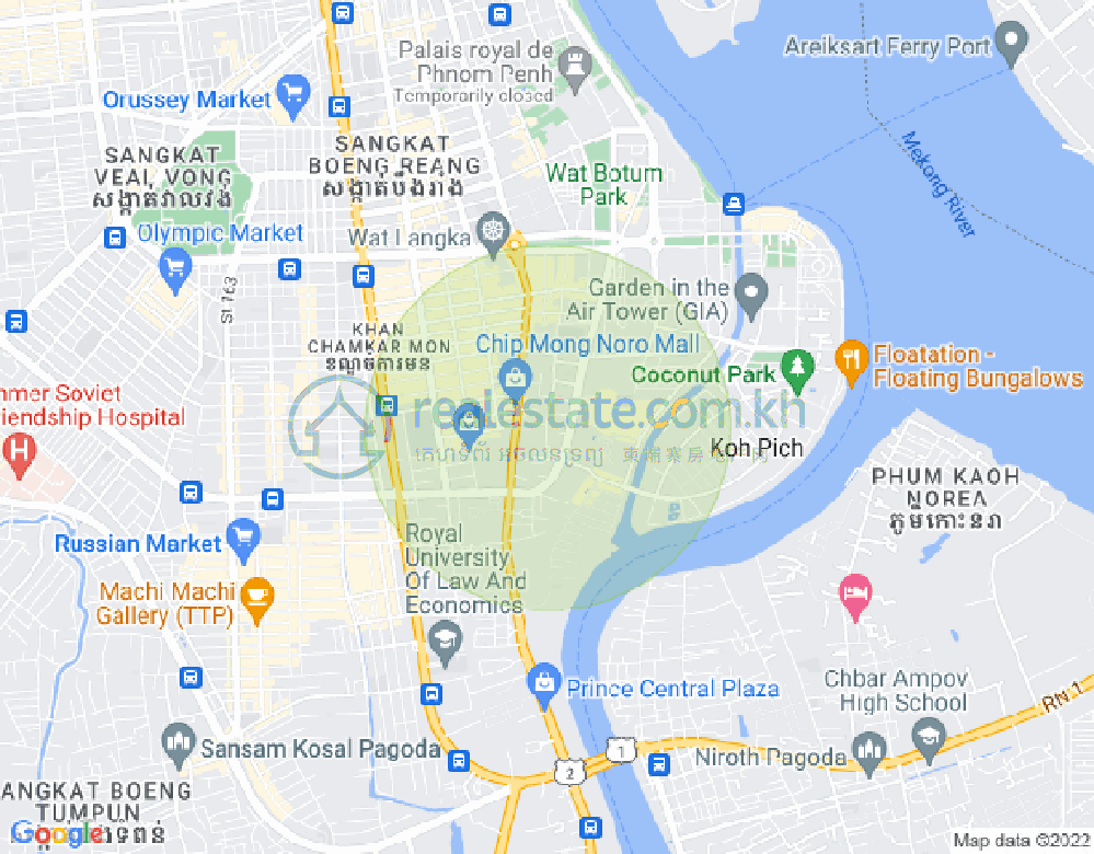 トンレバサック, チャムカモン, プノンペンの地図