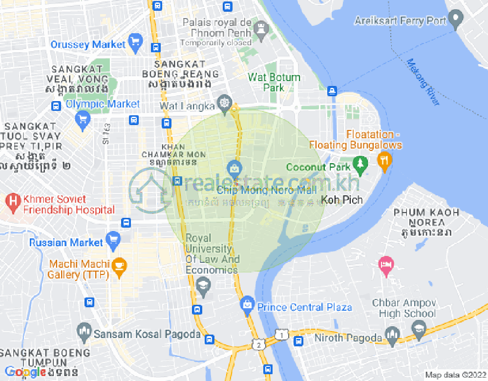 トンレバサック, チャムカモン, プノンペンの地図