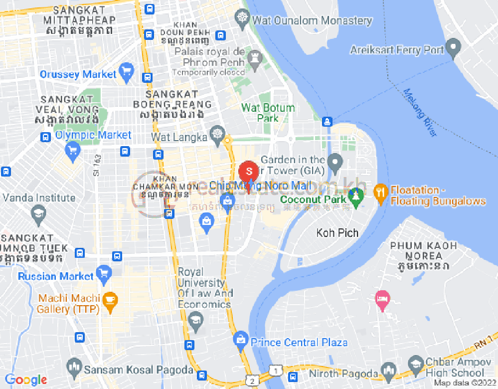 トンレバサック, チャムカモン, プノンペンの地図