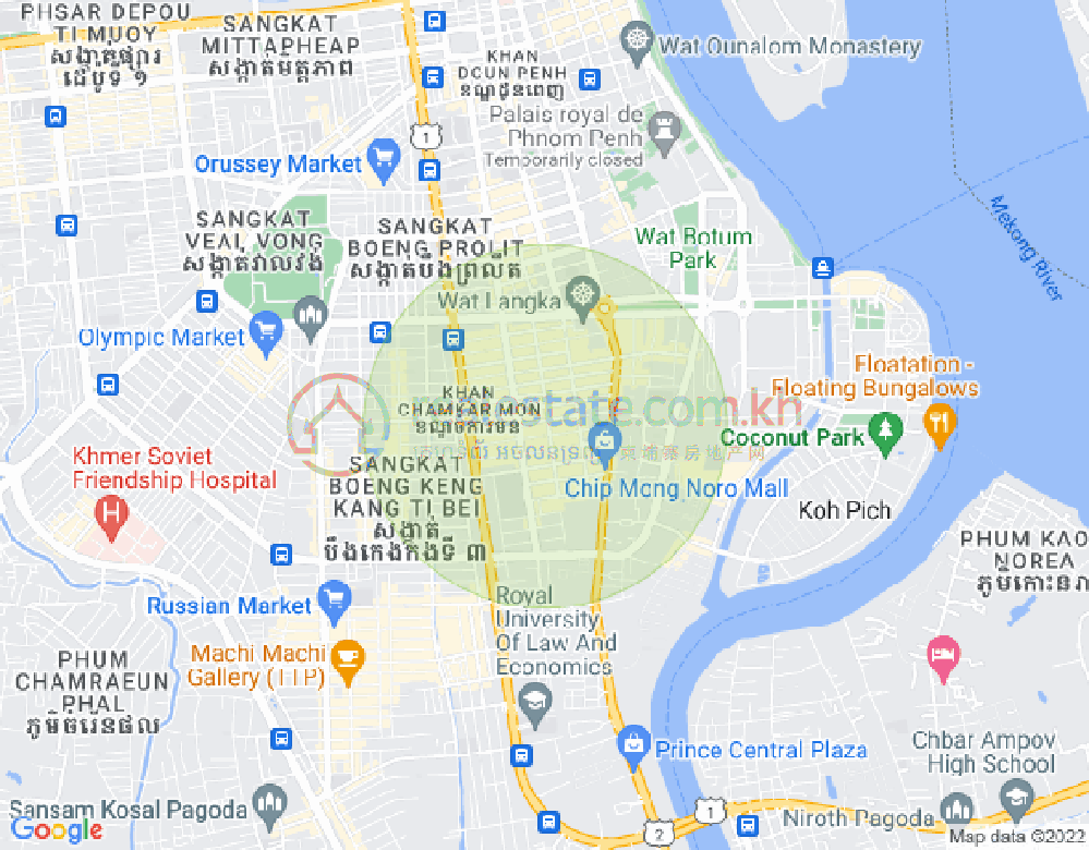 Map of BKK 1, Boeng Keng Kang, Phnom Penh