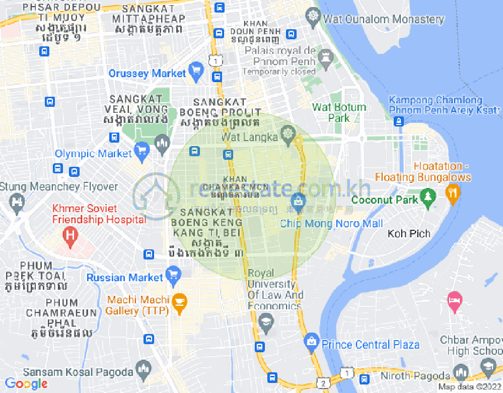万景岗1分区（BKK1), 波哥堪, 金边地图