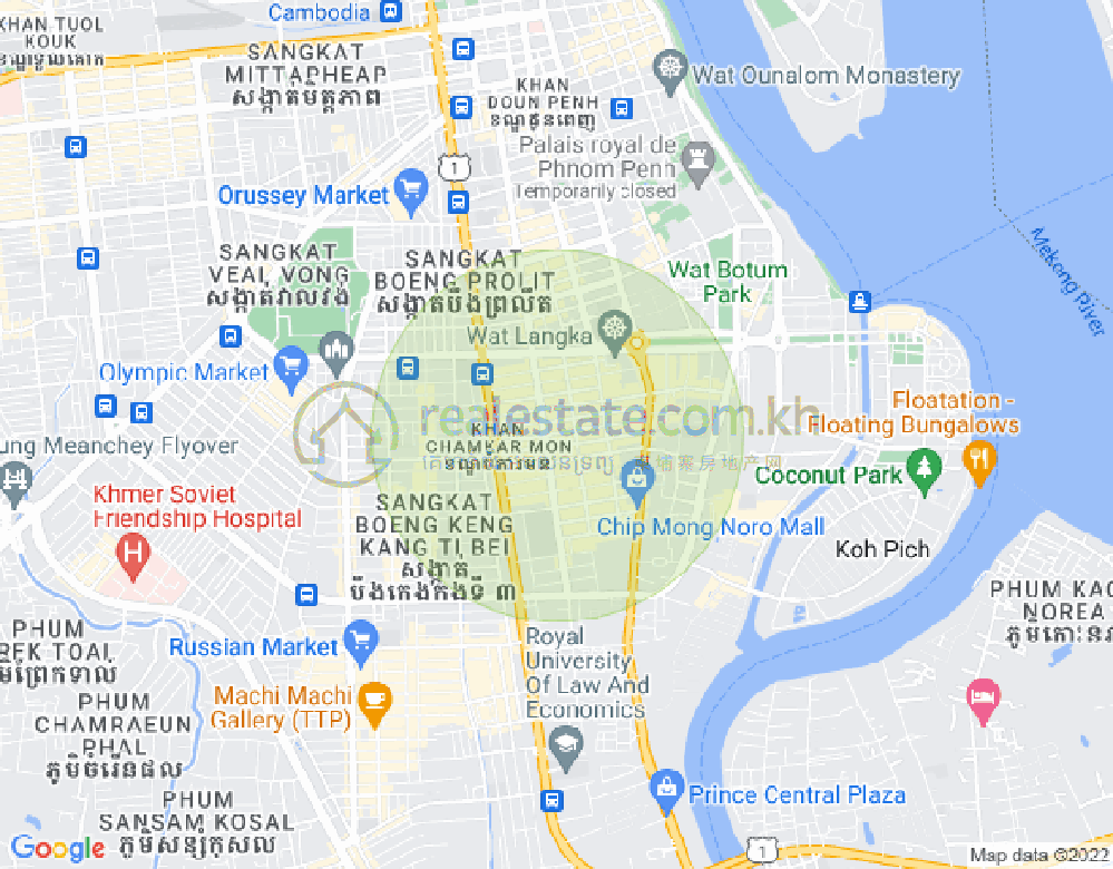 Carte de BKK 1, Boeng Keng Kang, Phnom Penh