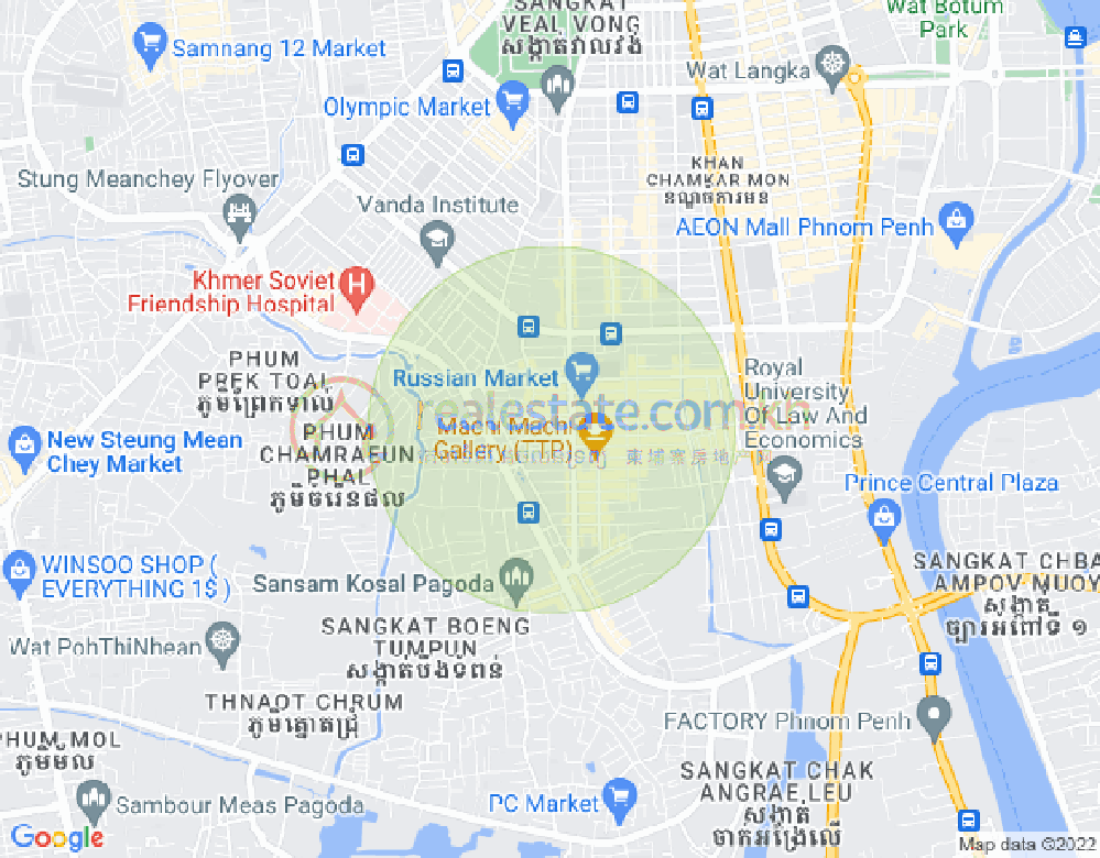 Map of Toul Tum Poung 1, Chamkarmon, Phnom Penh