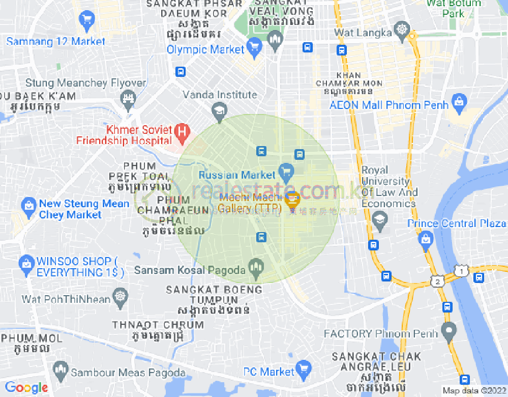 Map of Toul Tum Poung 1, Chamkarmon, Phnom Penh