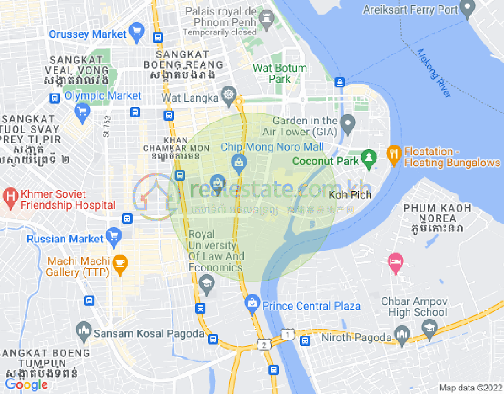 トンレバサック, チャムカモン, プノンペンの地図