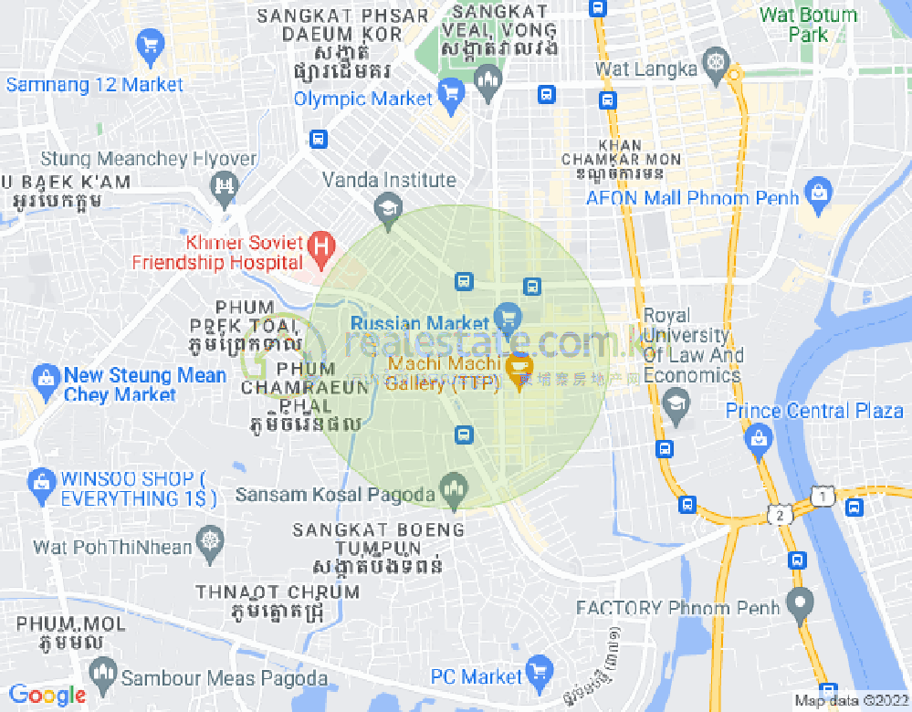Carte de Toul Tum Poung 1, Chamkarmon, Phnom Penh