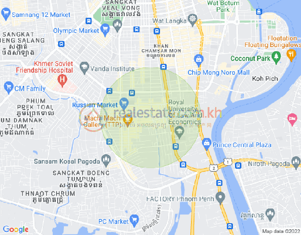 ボエントラベク, チャムカモン, プノンペンの地図