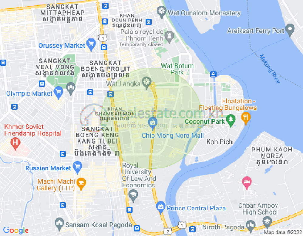 万景岗2分区（BKK2), 波哥堪, 金边地图