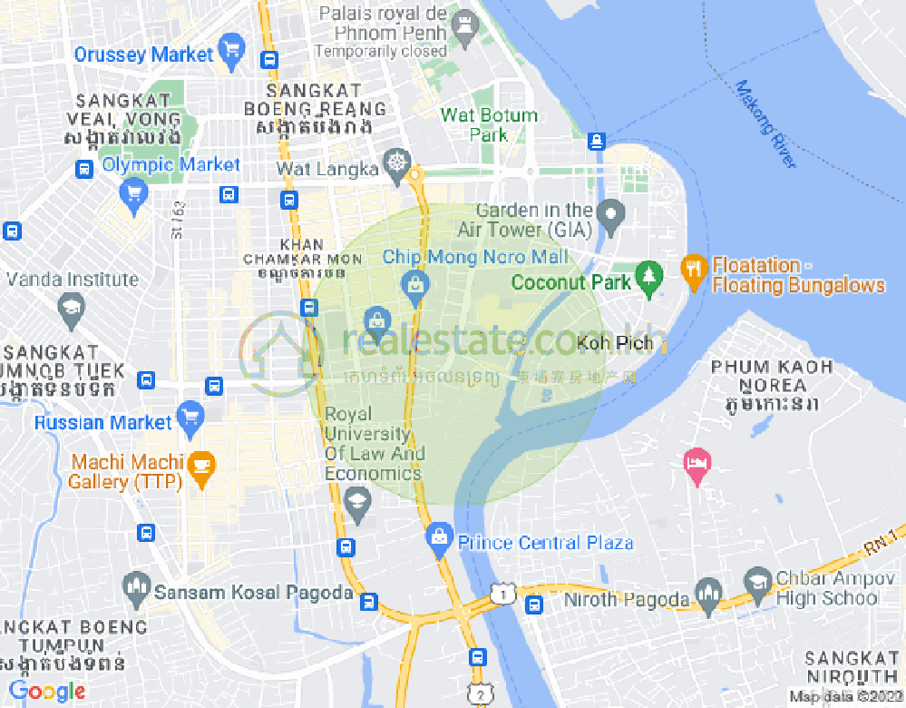 トンレバサック, チャムカモン, プノンペンの地図