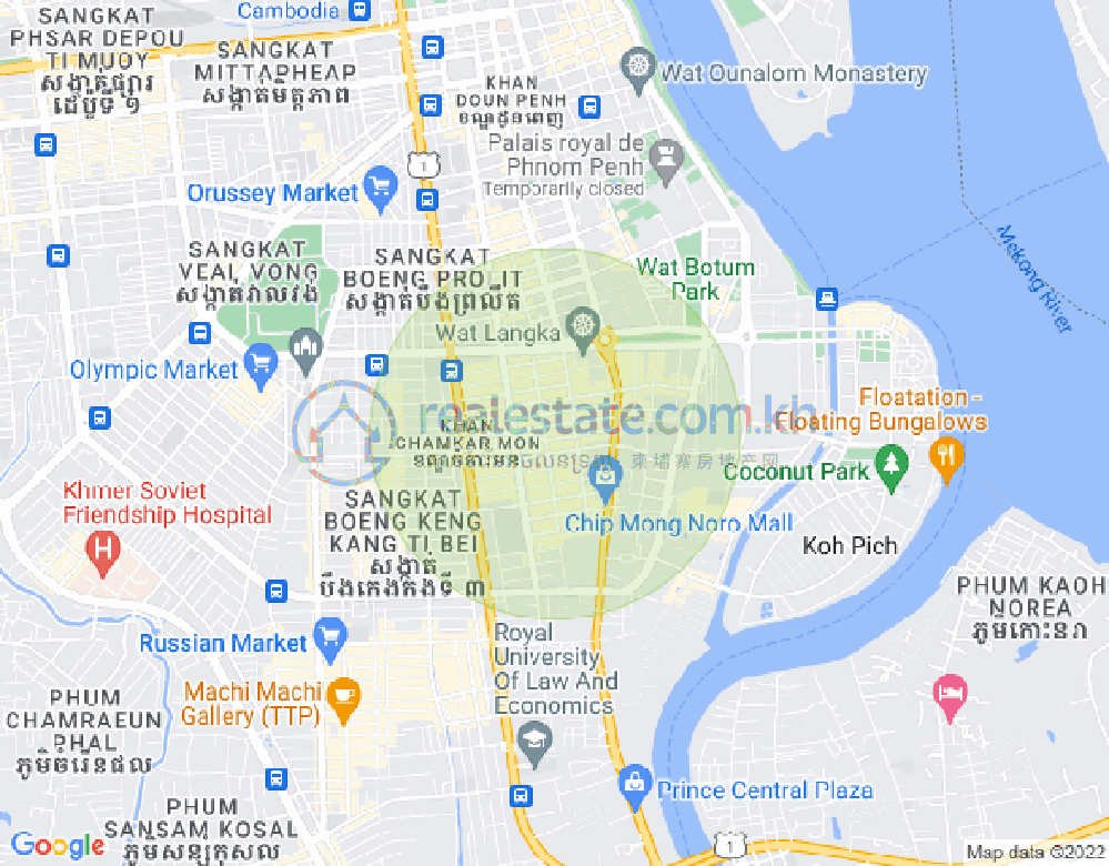 Mapa: BKK 1, Boeng Keng Kang, Phnom Penh