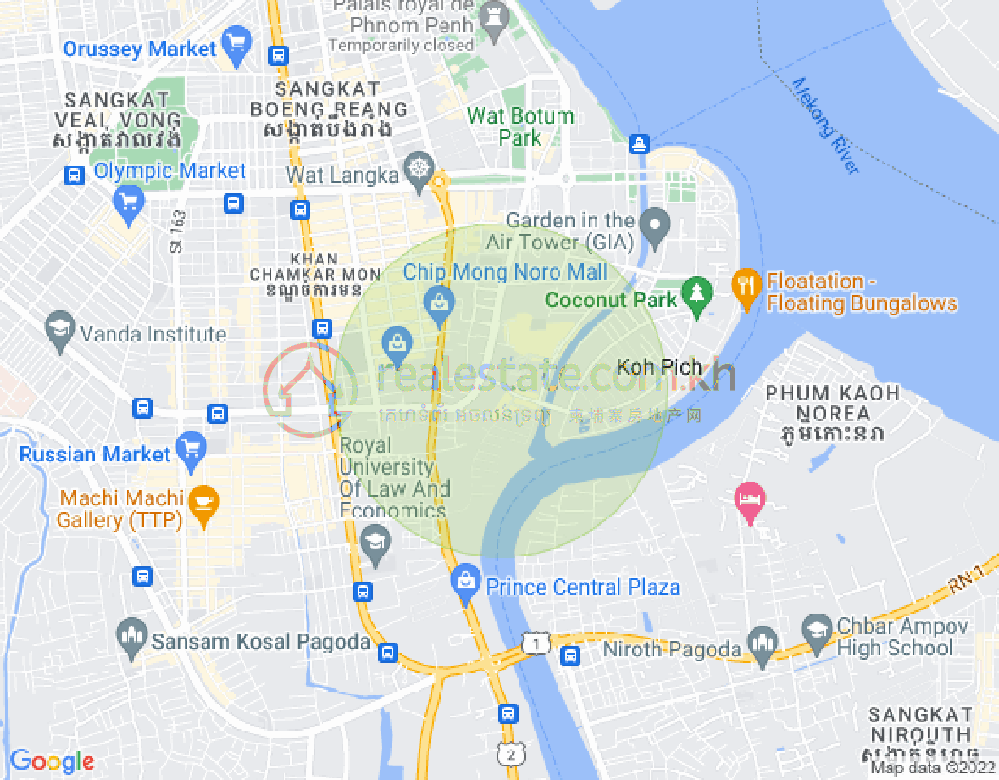 Map of Tonle Bassac, Chamkarmon, Phnom Penh