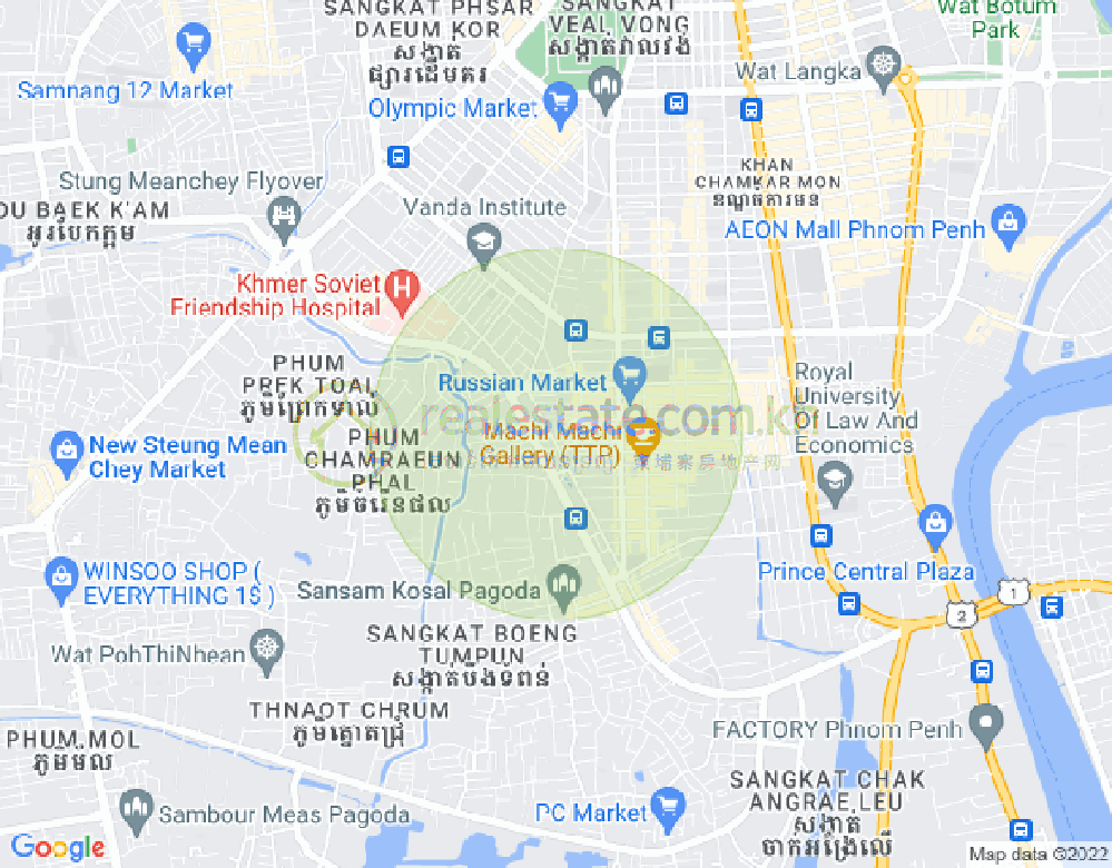 Map of Toul Tum Poung 1, Chamkarmon, Phnom Penh