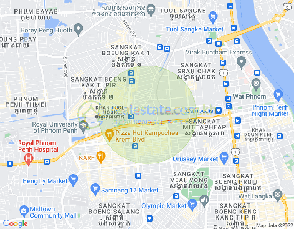 Mapa: Phsar Depou I, Toul Kork, Phnom Penh