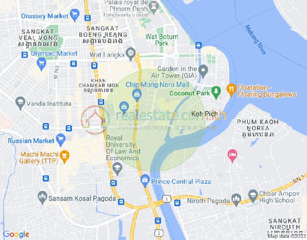 Carte de Tonle Bassac, Chamkarmon, Phnom Penh