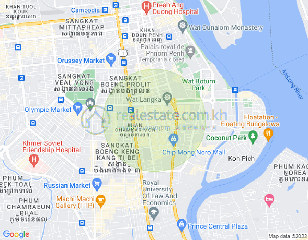 Map of BKK 1, Boeng Keng Kang, Phnom Penh