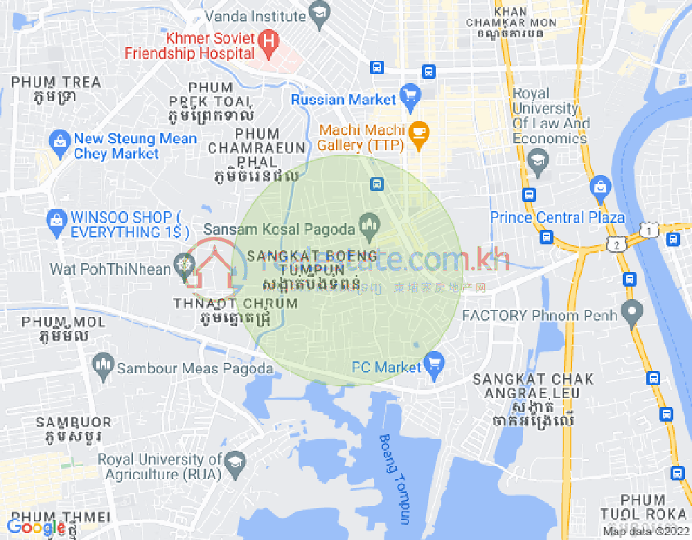 Boeung Tumpun分区, 棉芷区, 金边地图