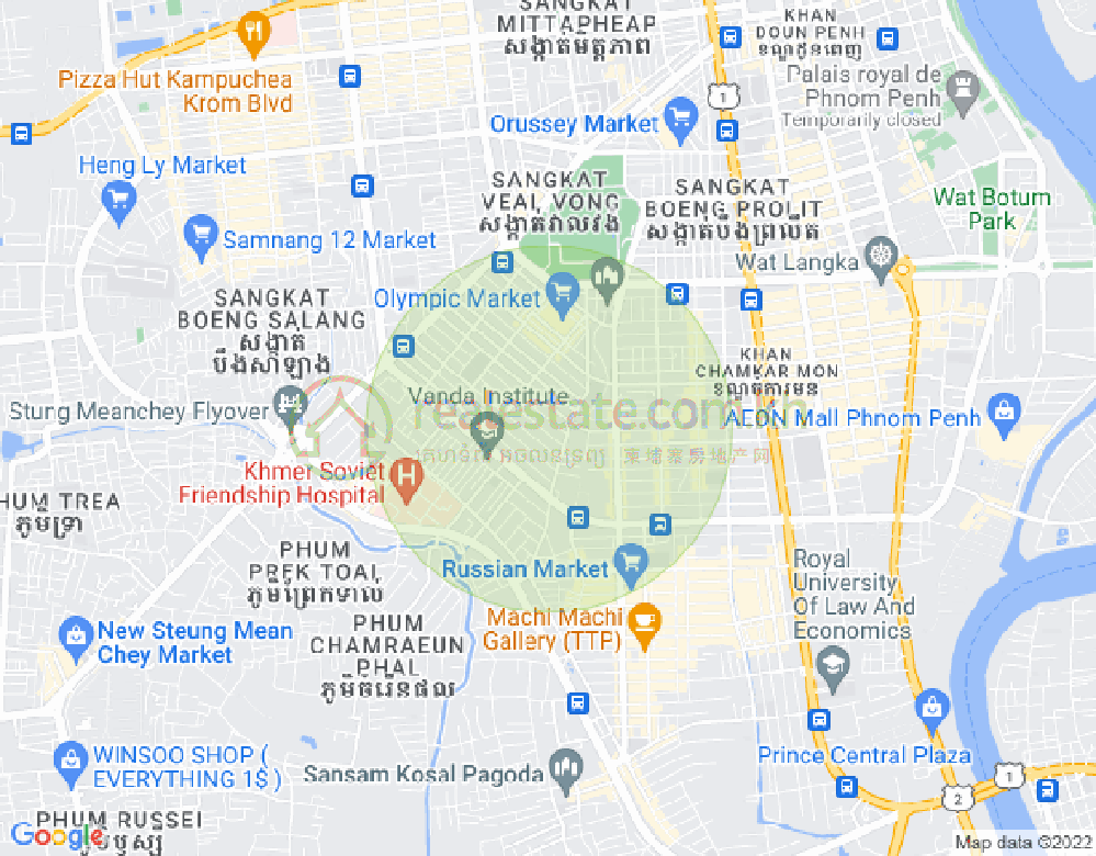 トゥールスヴァイプレイ1, ボンケンコン, プノンペンの地図