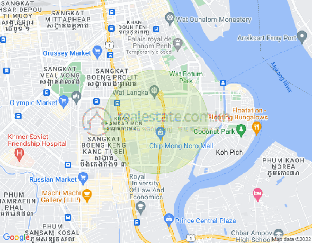 万景岗1分区（BKK1), 波哥堪, 金边地图