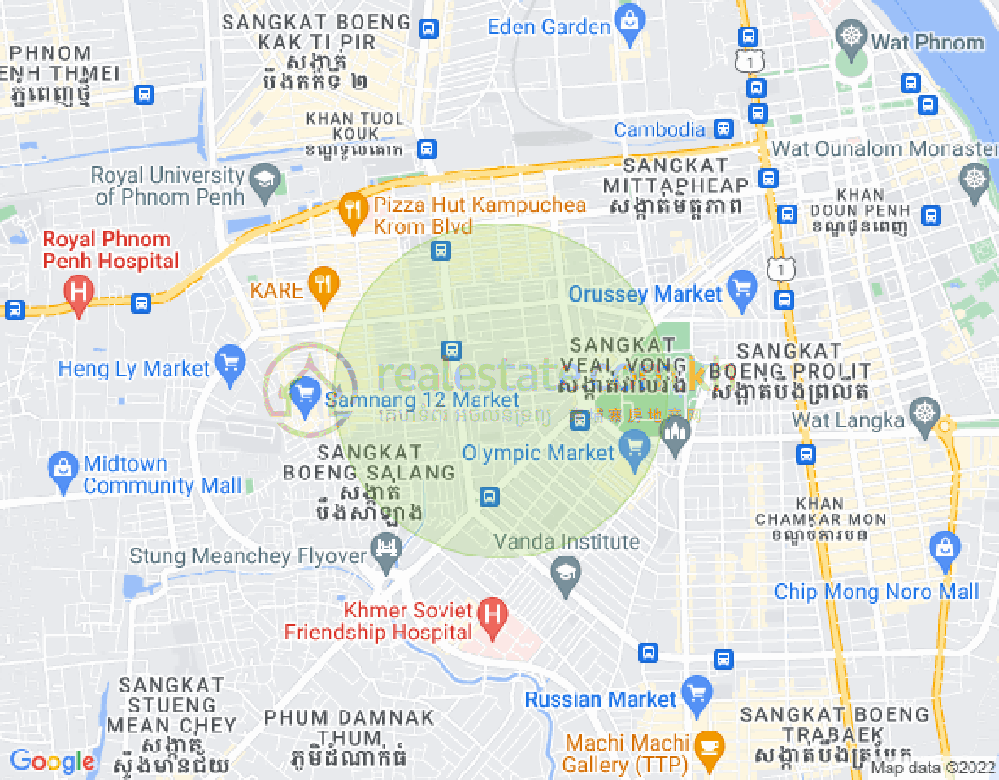 Map of Phsar Daeum Kor, Toul Kork, Phnom Penh