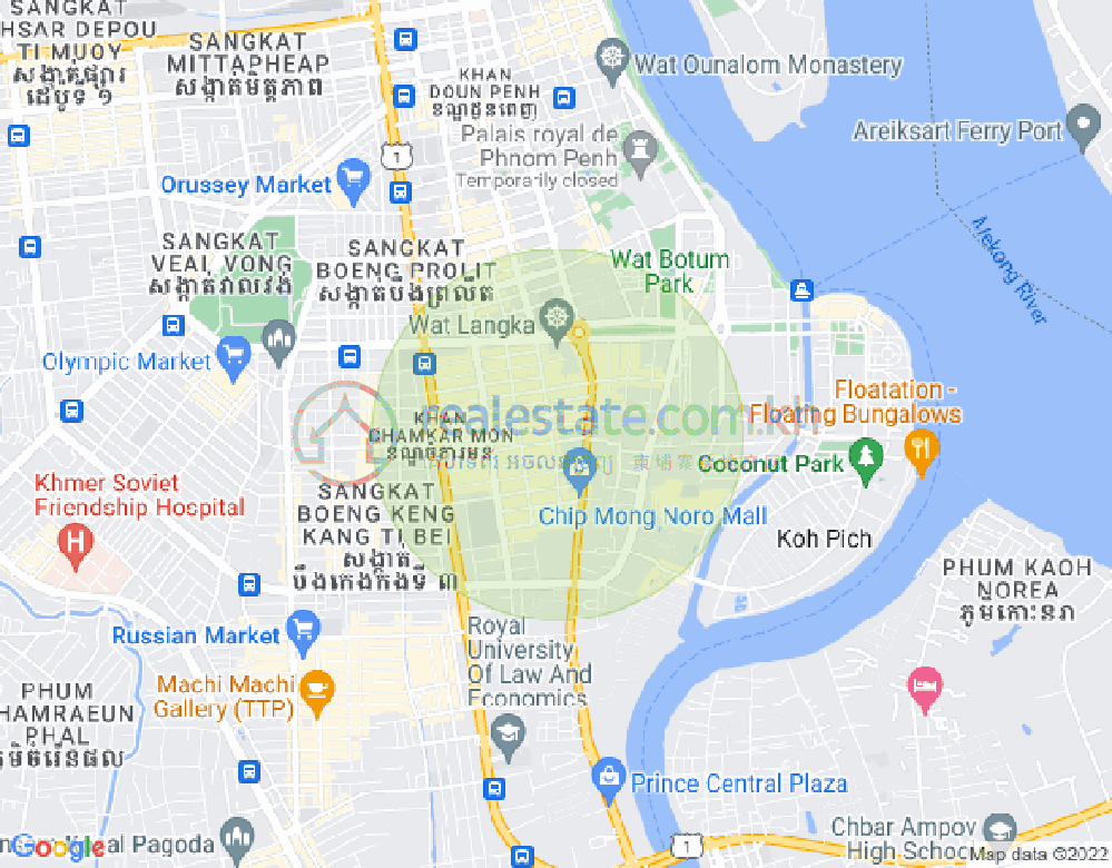Mapa: BKK 1, Boeng Keng Kang, Phnom Penh