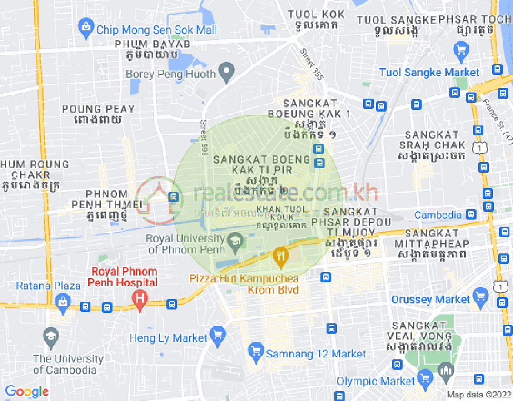 Mapa: Boeung Kak 2, Toul Kork, Phnom Penh