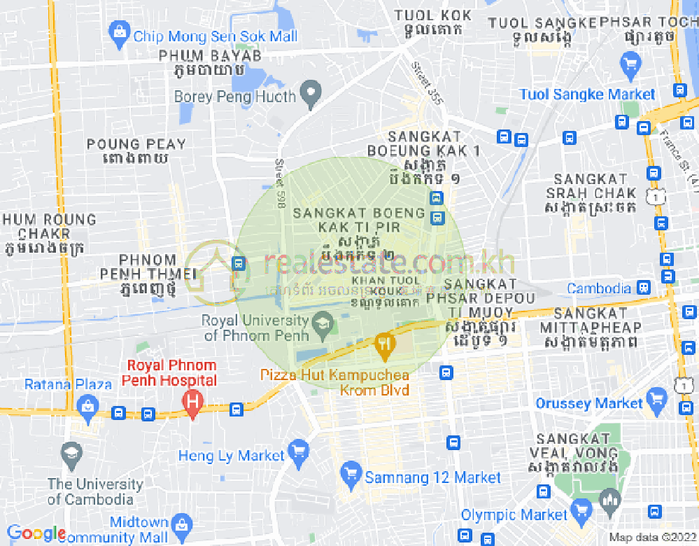 Mapa: Boeung Kak 2, Toul Kork, Phnom Penh