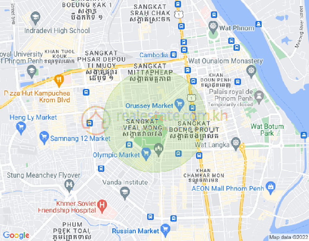 Mapa: Veal Vong, 7 Makara, Phnom Penh