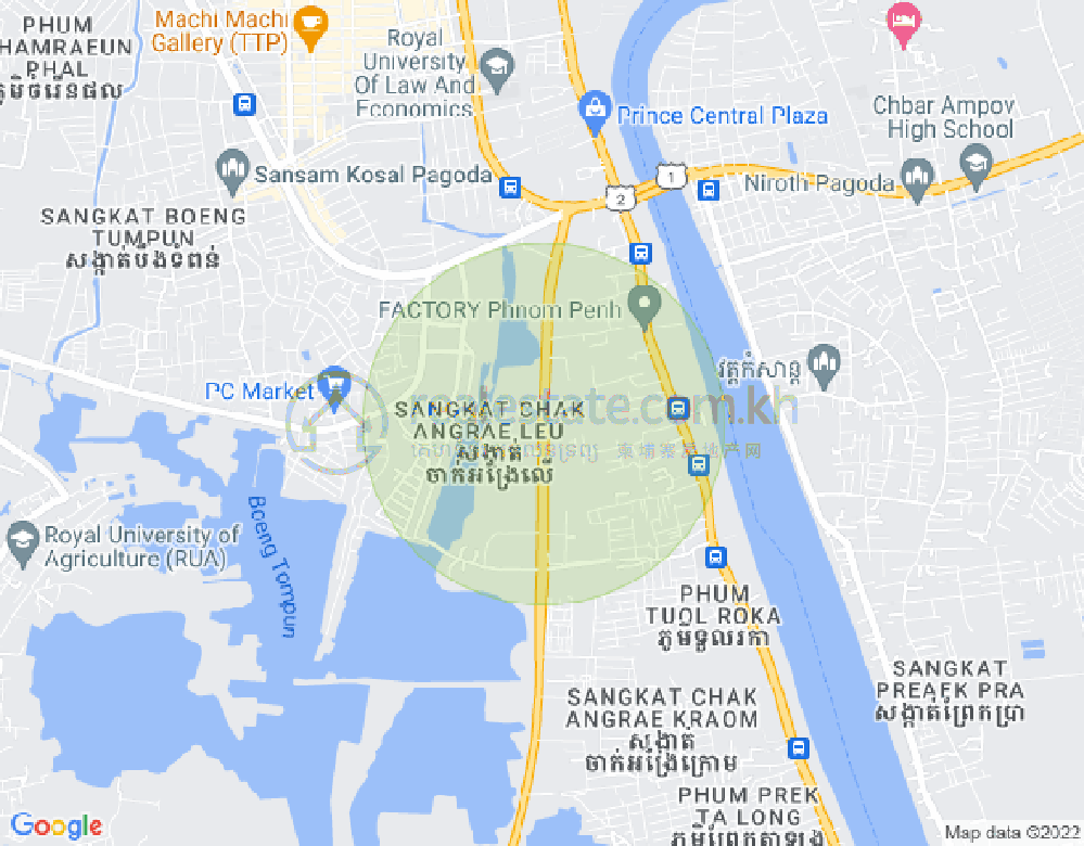 장하상사지역, 면지구, 프놈펜 지도