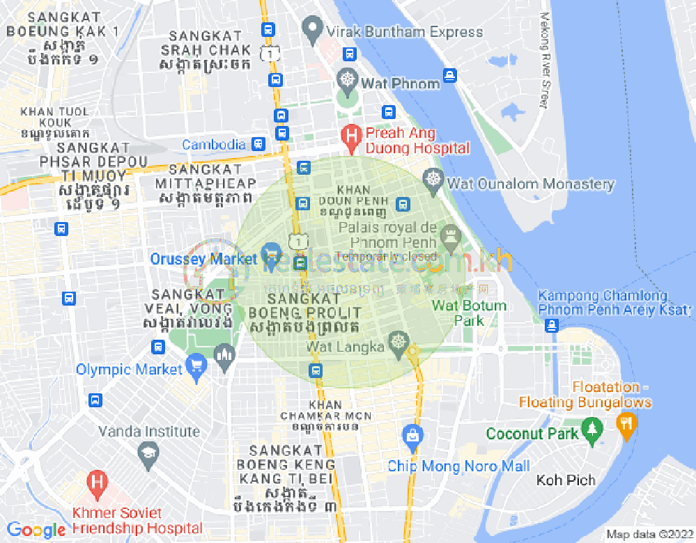 Map of Chakto Mukh, Daun Penh, Phnom Penh