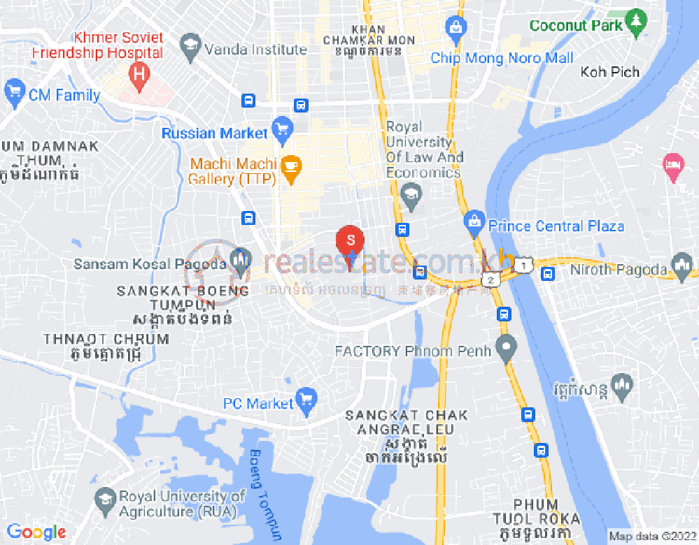 Mapa: Phsar Daeum Thkov, Chamkarmon, Phnom Penh
