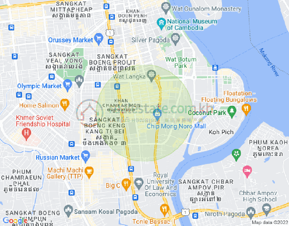 Map of BKK 1, Boeng Keng Kang, Phnom Penh