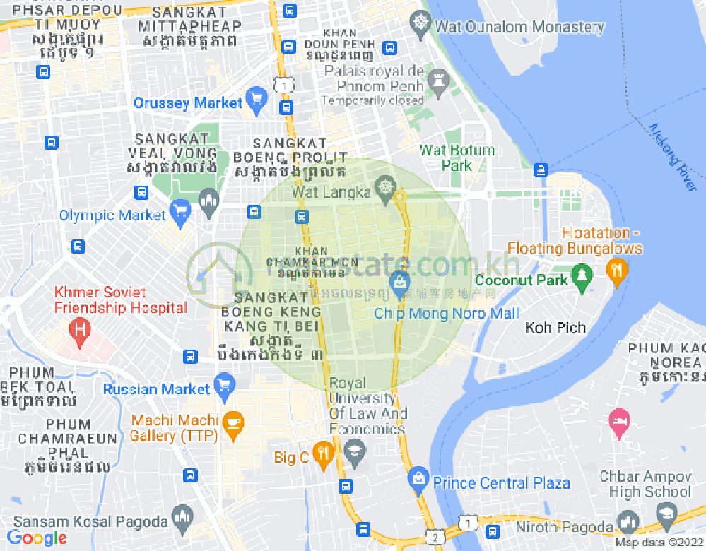 Map of BKK 1, Boeng Keng Kang, Phnom Penh