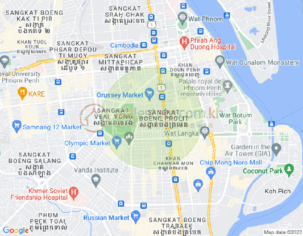 Mapa: Boeung Prolit, 7 Makara, Phnom Penh