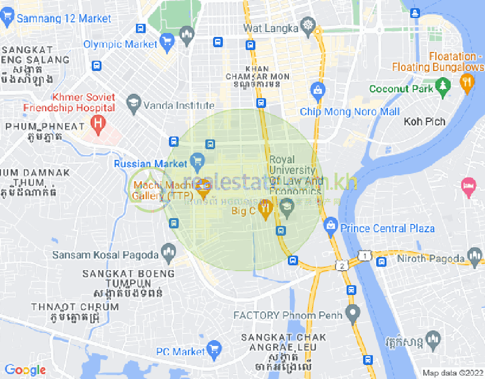 Mapa: Boeung Trabek, Chamkarmon, Phnom Penh