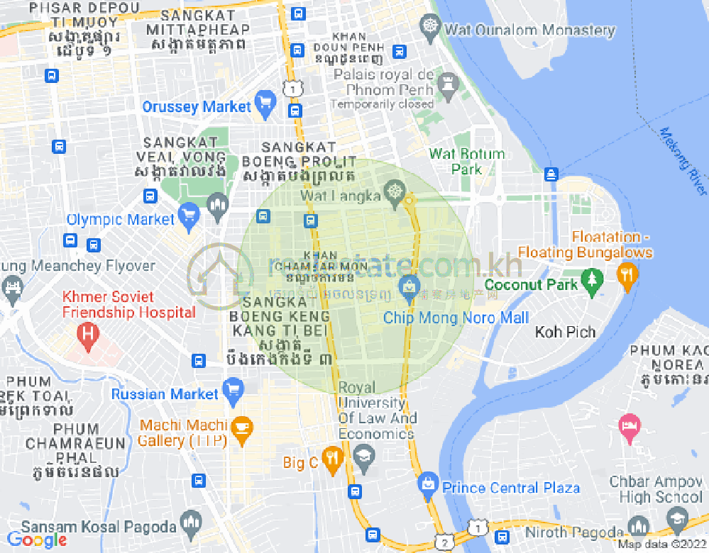 万景岗1分区（BKK1), 波哥堪, 金边地图
