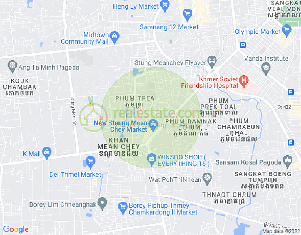 Map of 1 ផ្លូវលូប្រាំ(82c), Stueng Mean chey 3, Meanchey, Phnom Penh