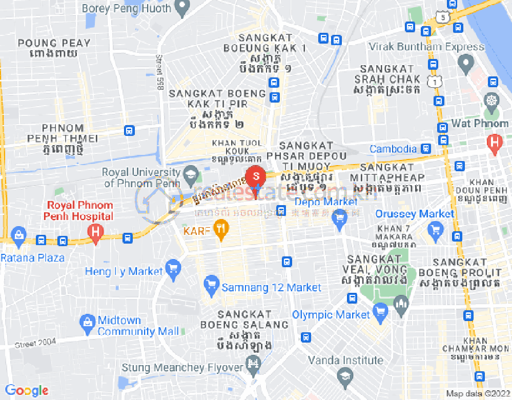 Mapa: Phsar Depou III, Toul Kork, Phnom Penh