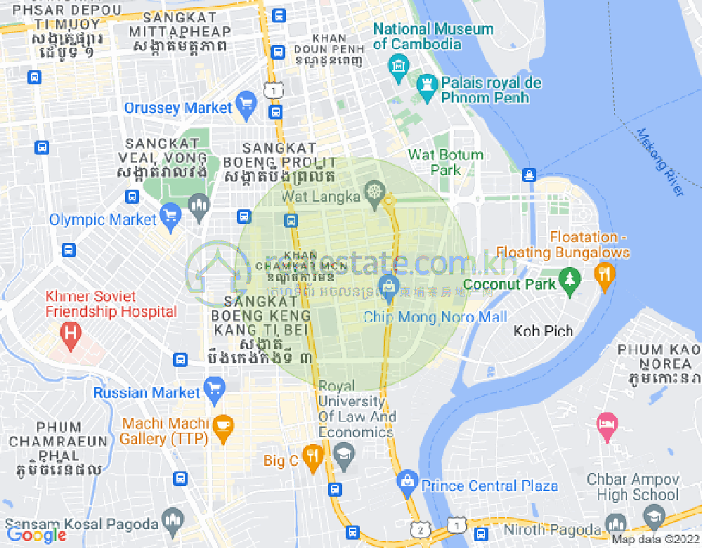 万景岗1分区（BKK1), 波哥堪, 金边地图