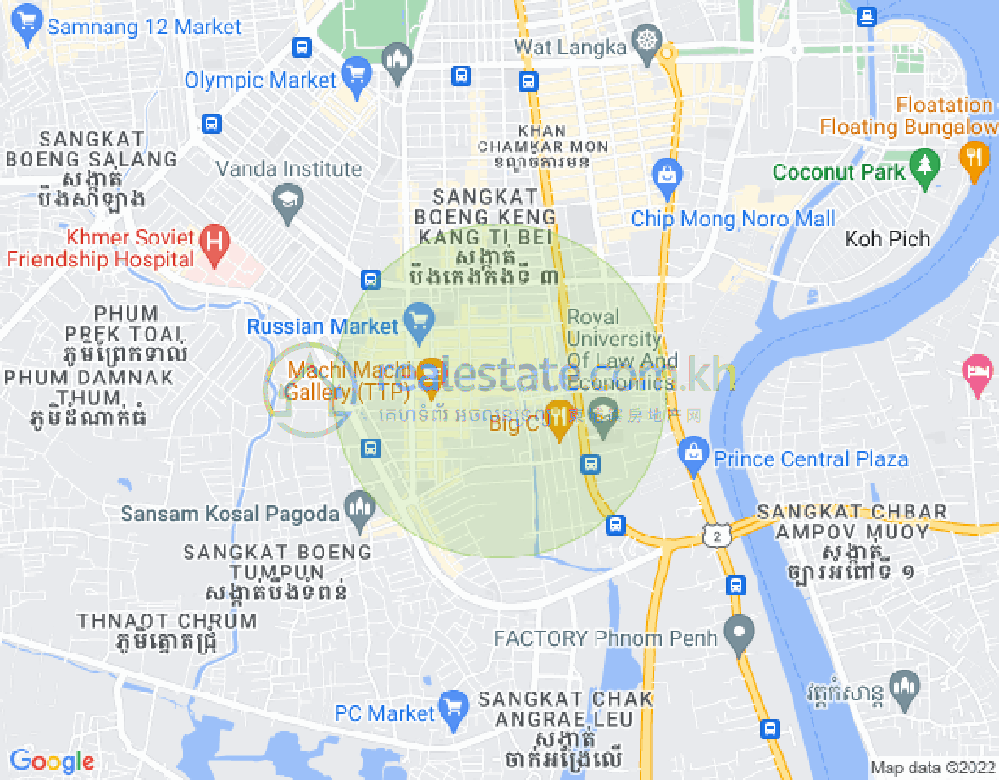 Mapa: Boeung Trabek, Chamkarmon, Phnom Penh