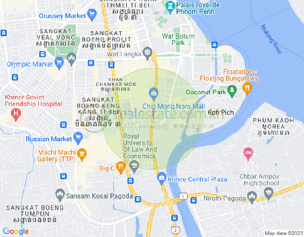 トンレバサック, チャムカモン, プノンペンの地図