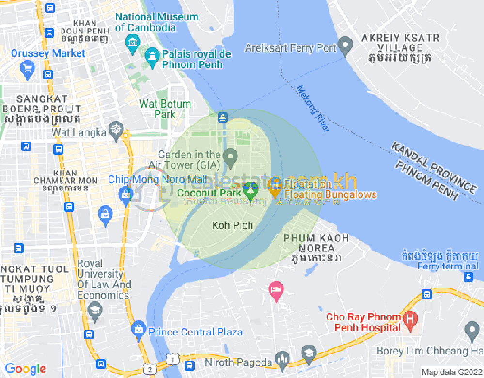 Map of Tonle Bassac, Chamkarmon, Phnom Penh