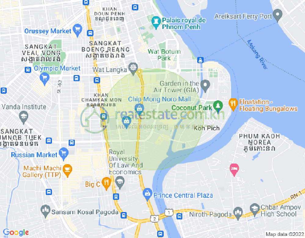 トンレバサック, チャムカモン, プノンペンの地図