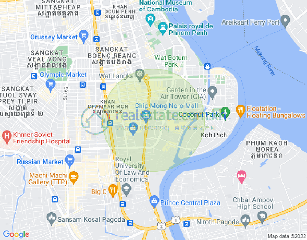 トンレバサック, チャムカモン, プノンペンの地図