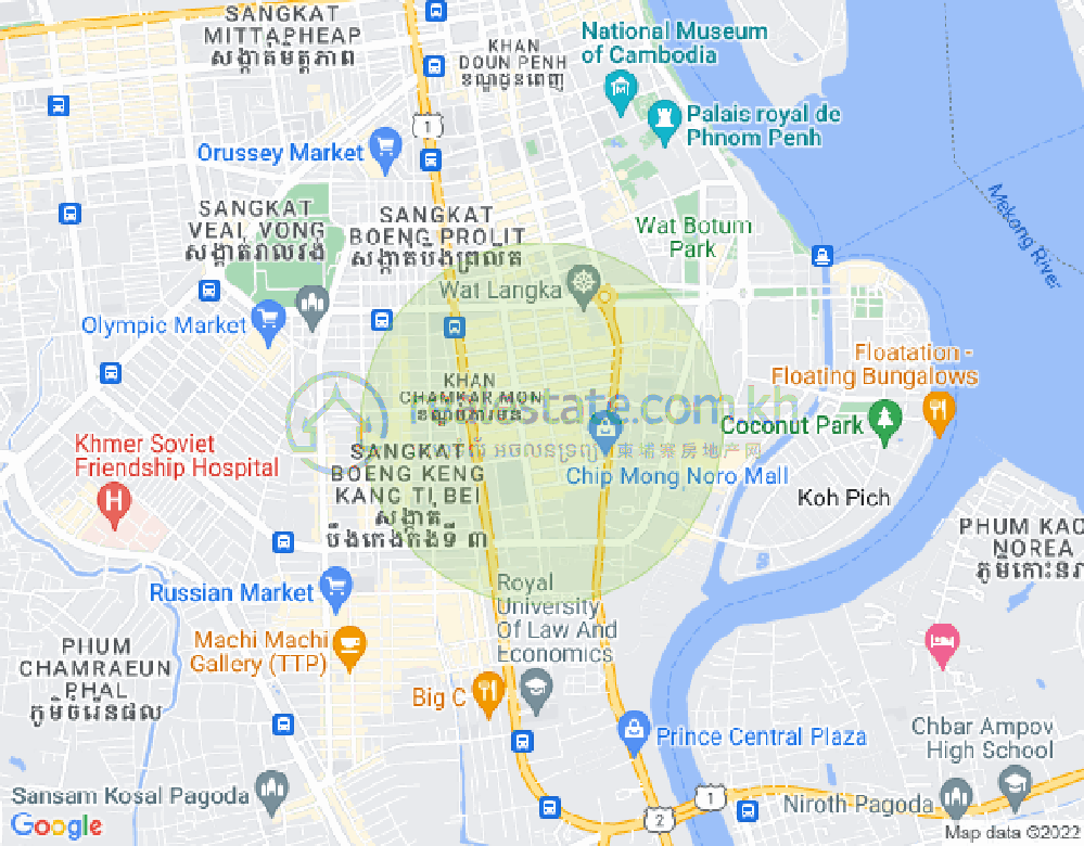 Mapa: BKK 1, Boeng Keng Kang, Phnom Penh