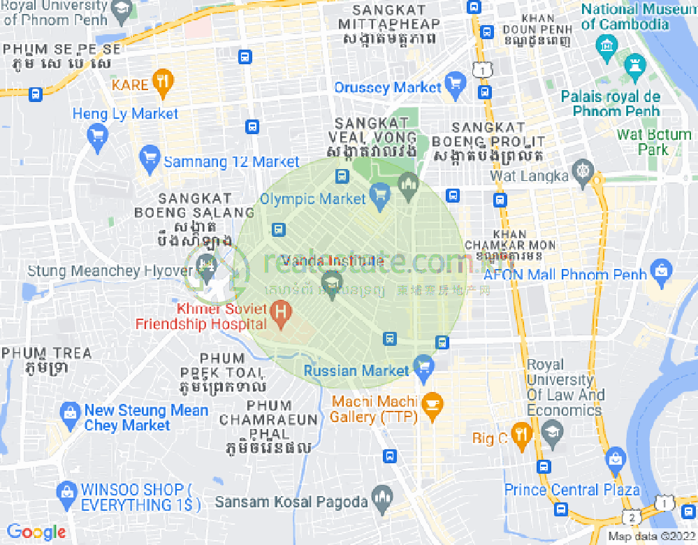 Map of Boeung Kak 2, Toul Kork, Phnom Penh