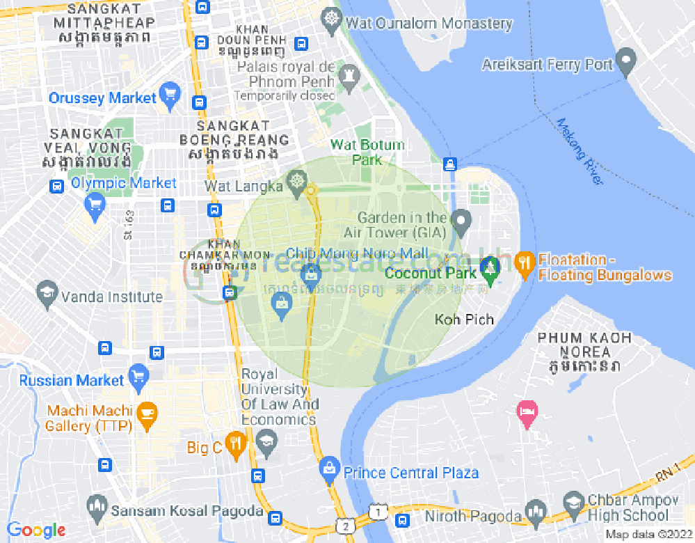 トンレバサック, チャムカモン, プノンペンの地図