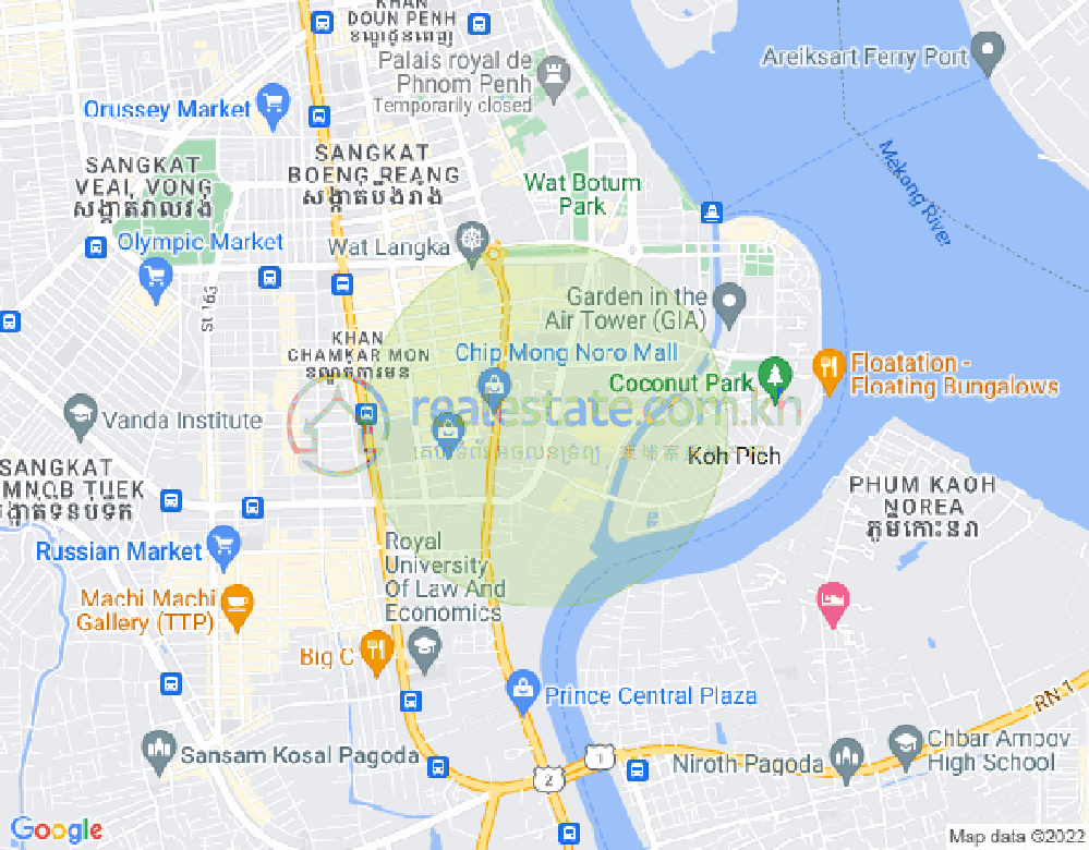 トンレバサック, チャムカモン, プノンペンの地図