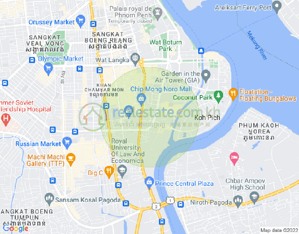 ផែនទី ទន្លេបាសាក់, ចំការមន, ភ្នំពេញ