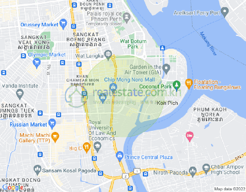 トンレバサック, チャムカモン, プノンペンの地図