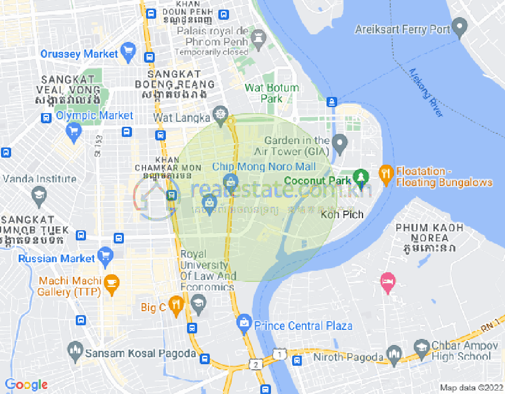 トンレバサック, チャムカモン, プノンペンの地図